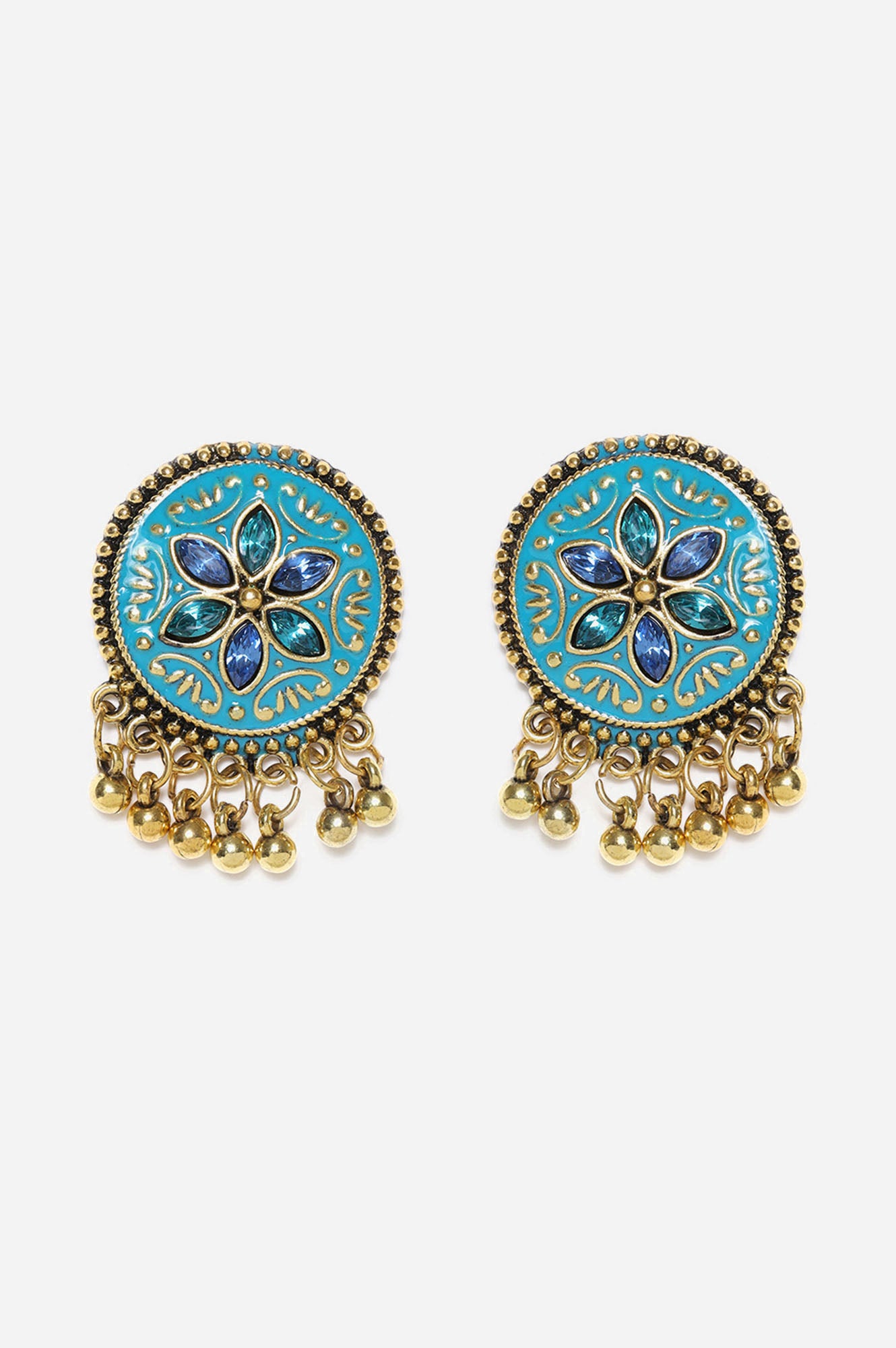 Blue Enamel Crystal Stud Earrings