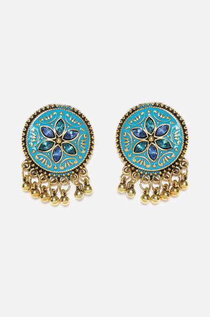 Blue Enamel Crystal Stud Earrings