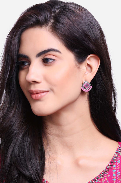 Pink Handcrafted Ethnic Studs