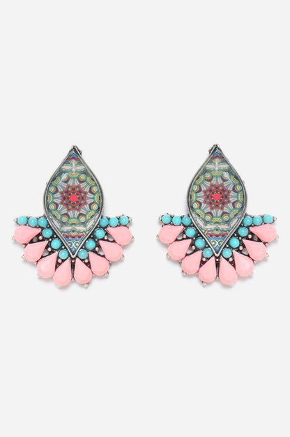 Pink And Blue Handcrafted Ethnic Studs