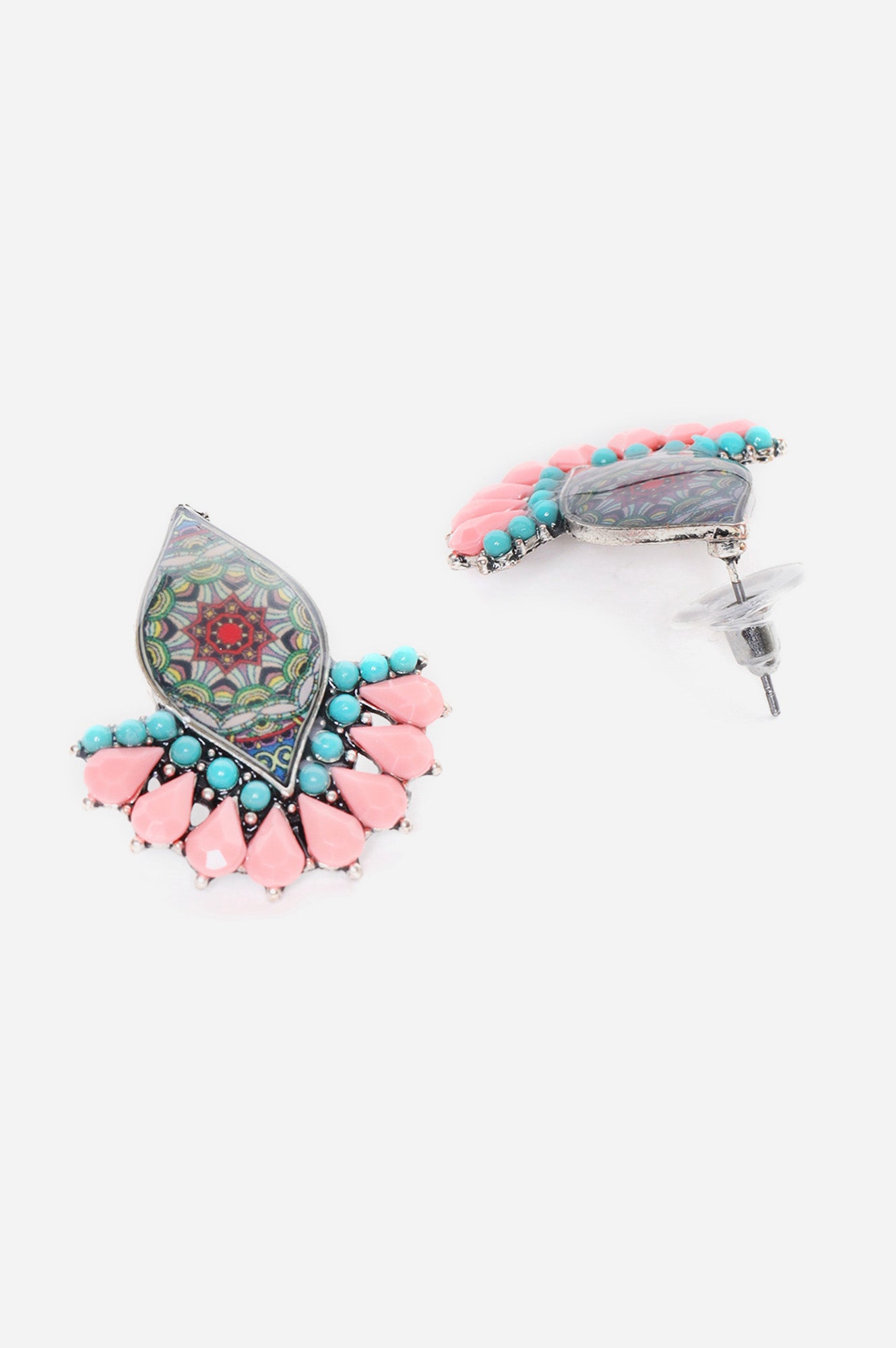 Pink And Blue Handcrafted Ethnic Studs