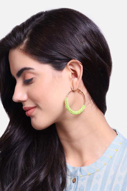 Green Handcrafted Hoop Earrings