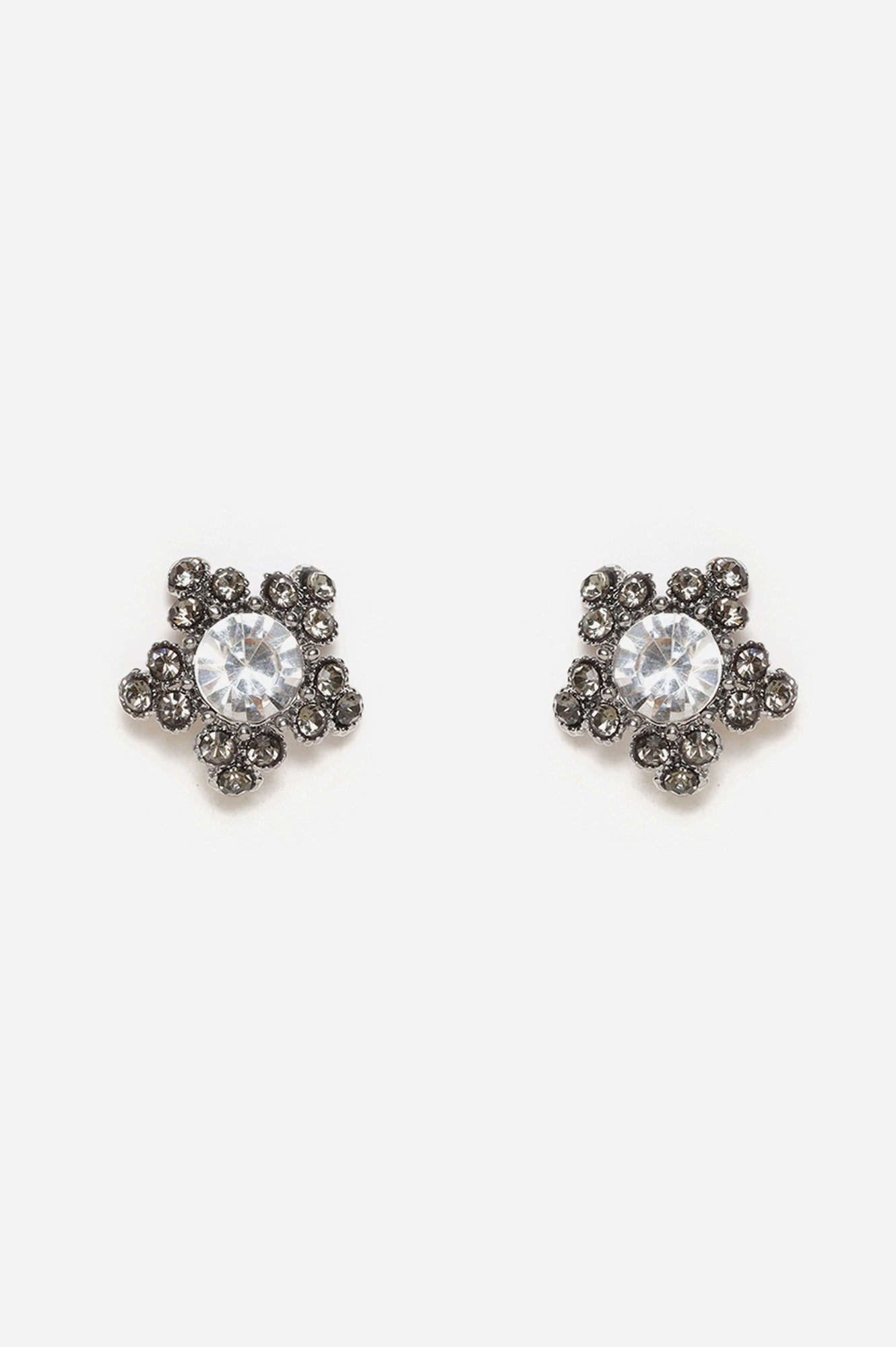 White Floral Shaped Stone Stud Earrings