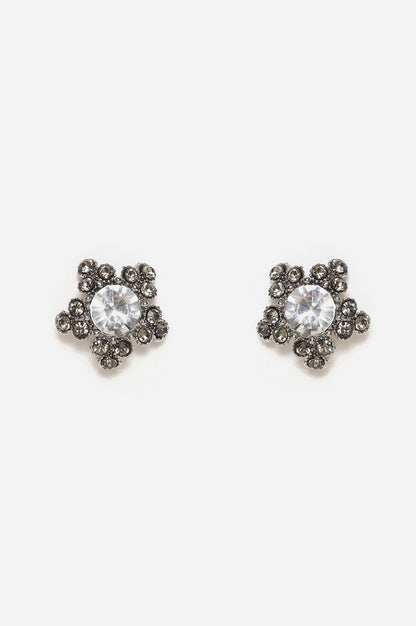 White Floral Shaped Stone Stud Earrings