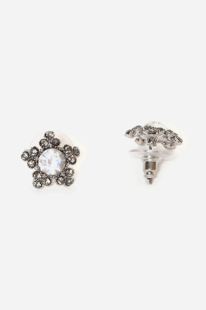 White Floral Shaped Stone Stud Earrings