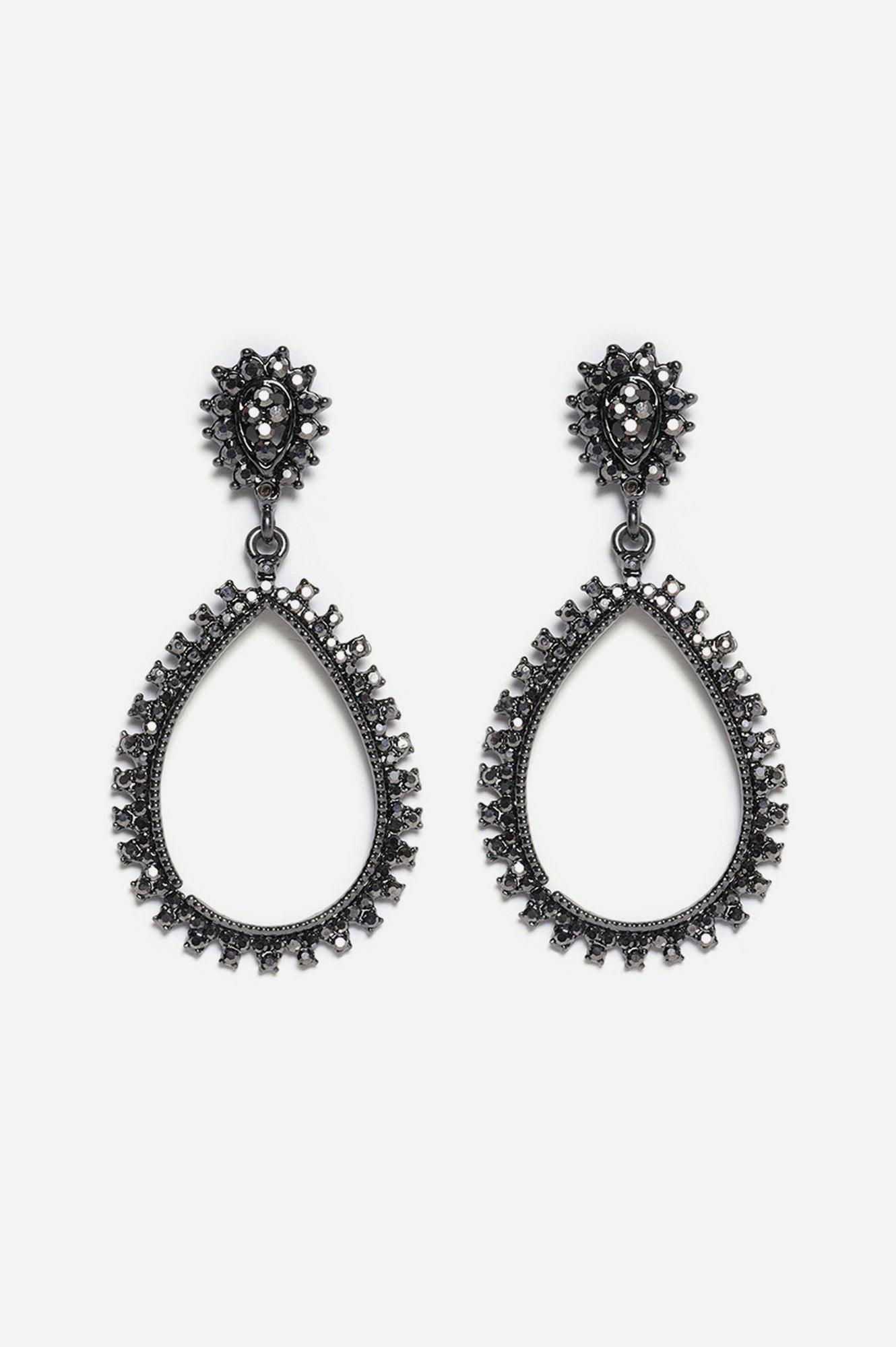 Black Stone Oxidised Party Dangler Earrings