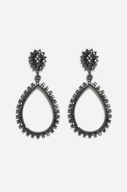 Black Stone Oxidised Party Dangler Earrings