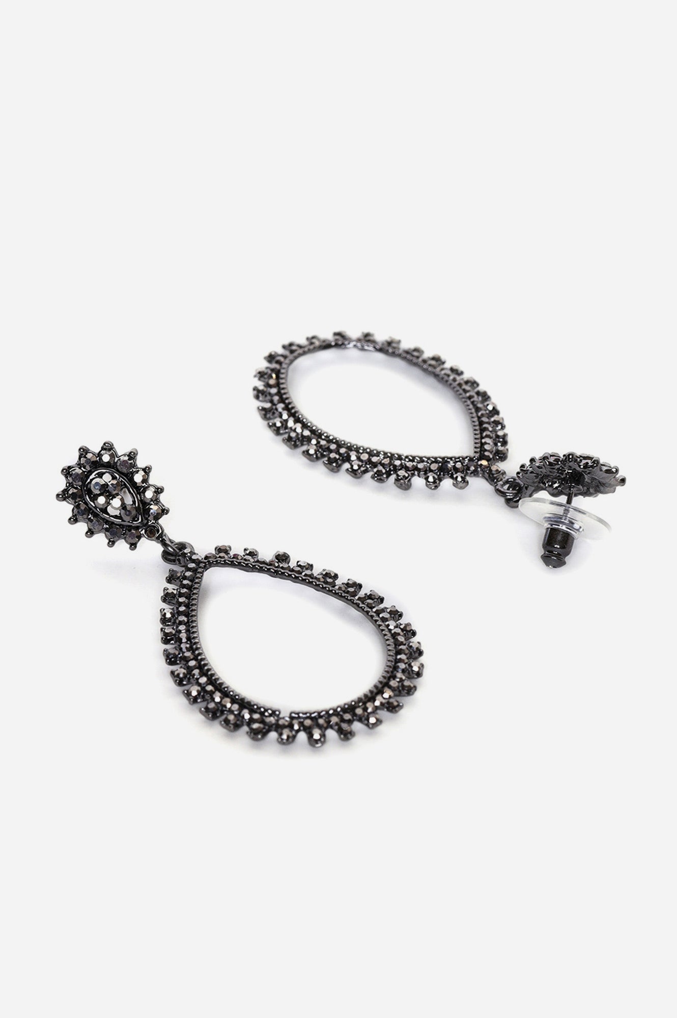 Black Stone Oxidised Party Dangler Earrings