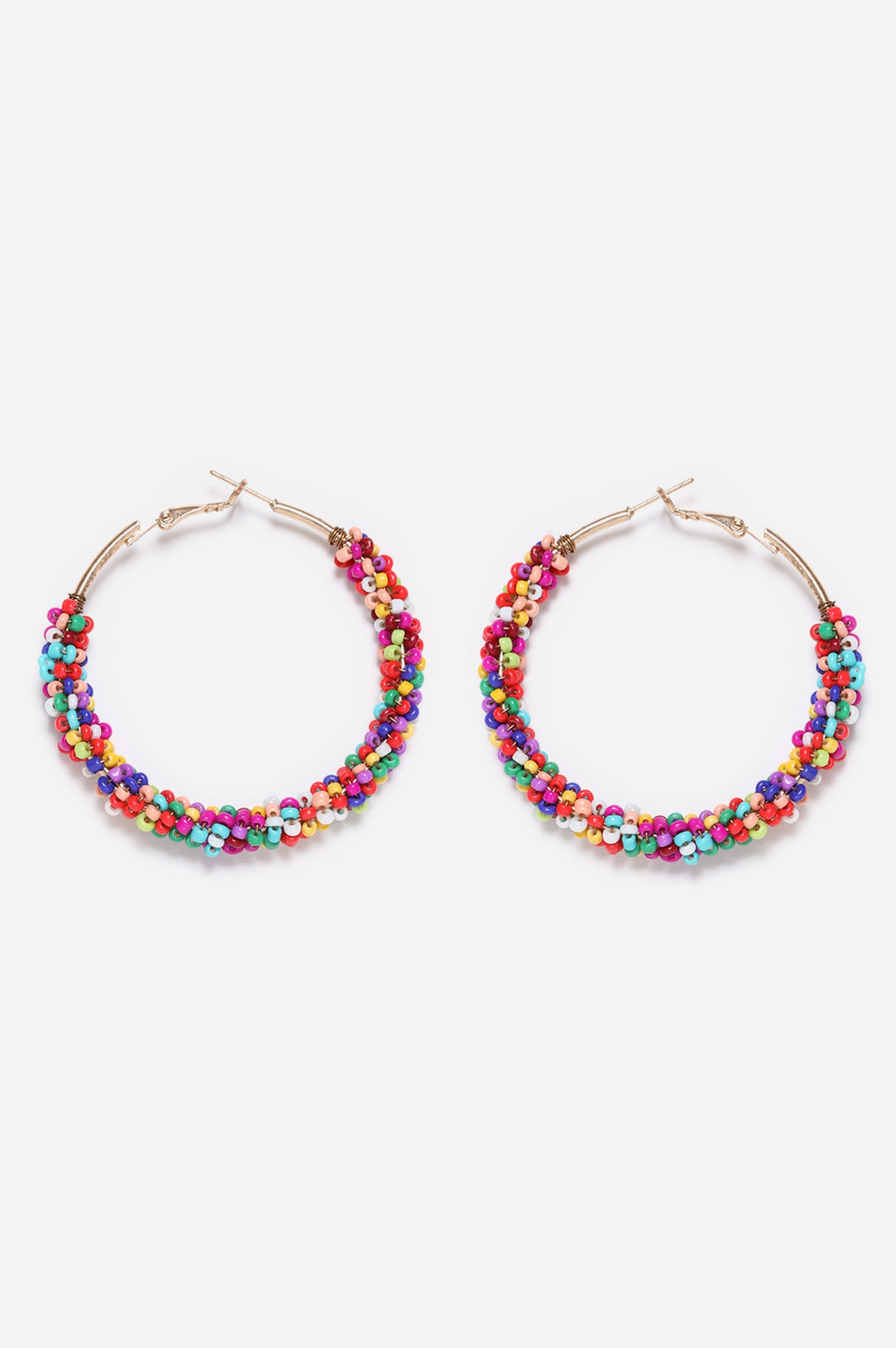 Multi-Coloured Bead Hoop Earrings