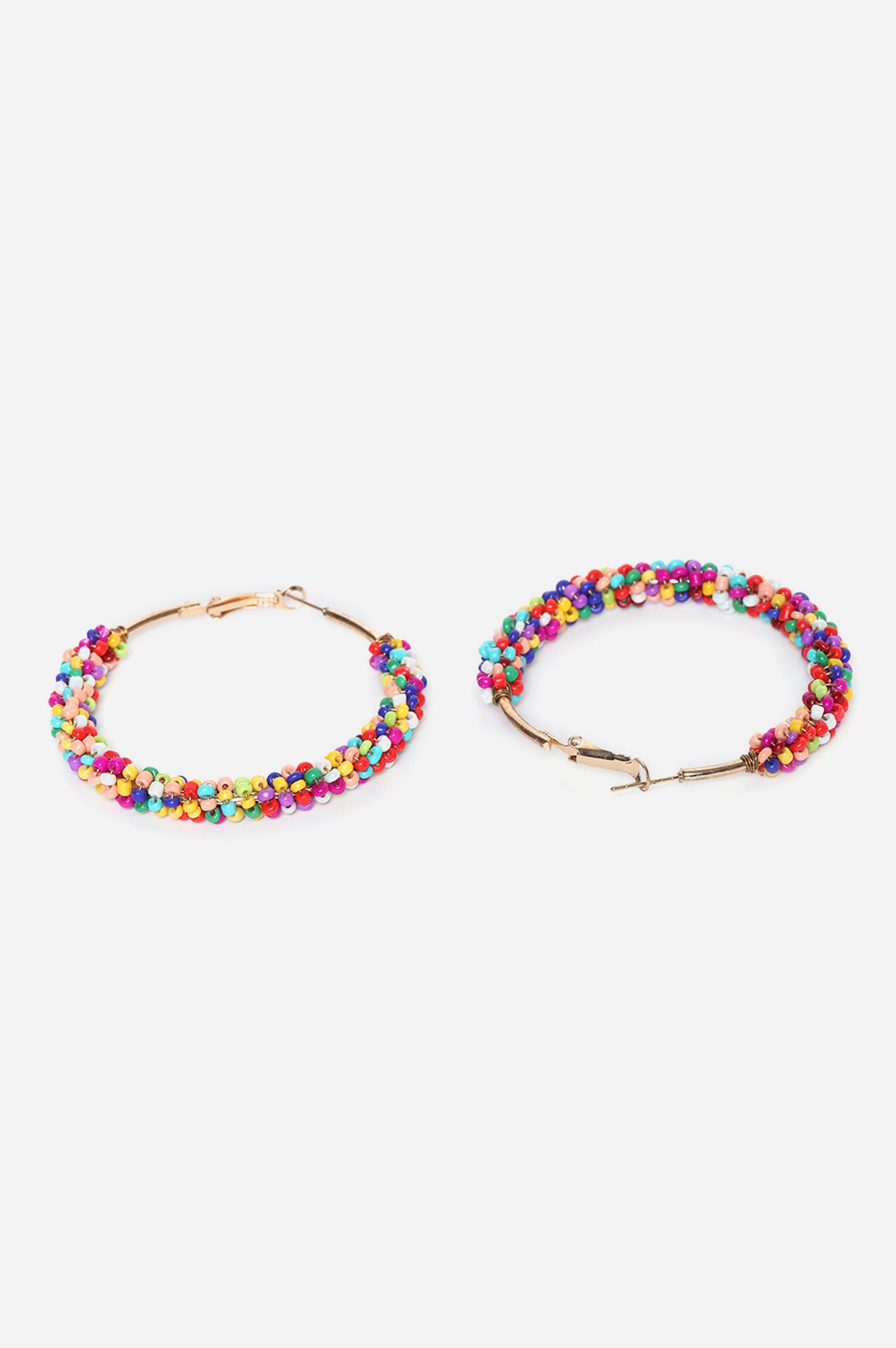 Multi-Coloured Bead Hoop Earrings