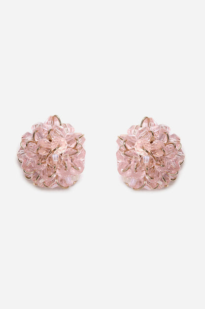 Pink Handcrafted Beaded Stud Earrings