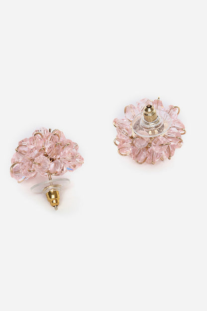 Pink Handcrafted Beaded Stud Earrings