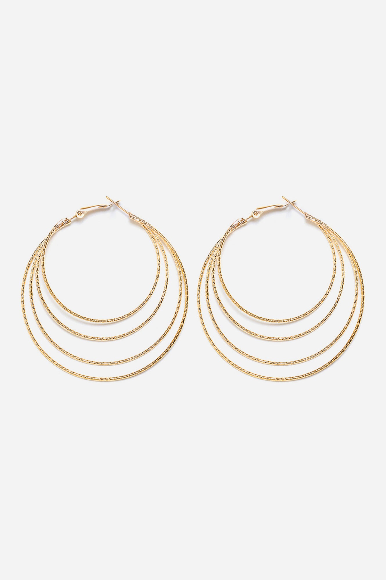 Gold Plated Layered Round Hoop Earrings