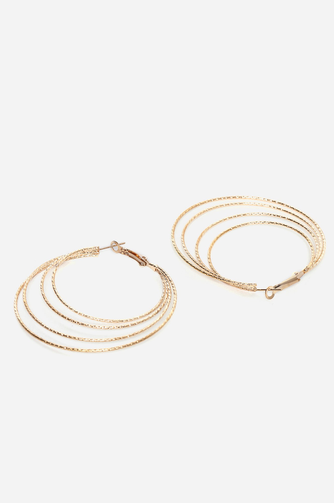 Gold Plated Layered Round Hoop Earrings