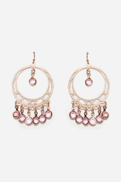 Pink Crystal Stone Dangler Earrings