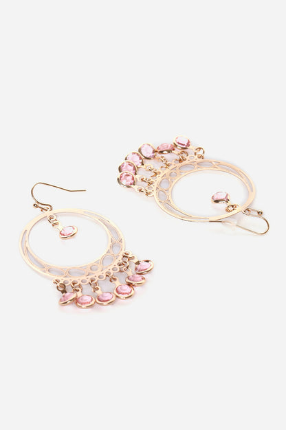 Pink Crystal Stone Dangler Earrings