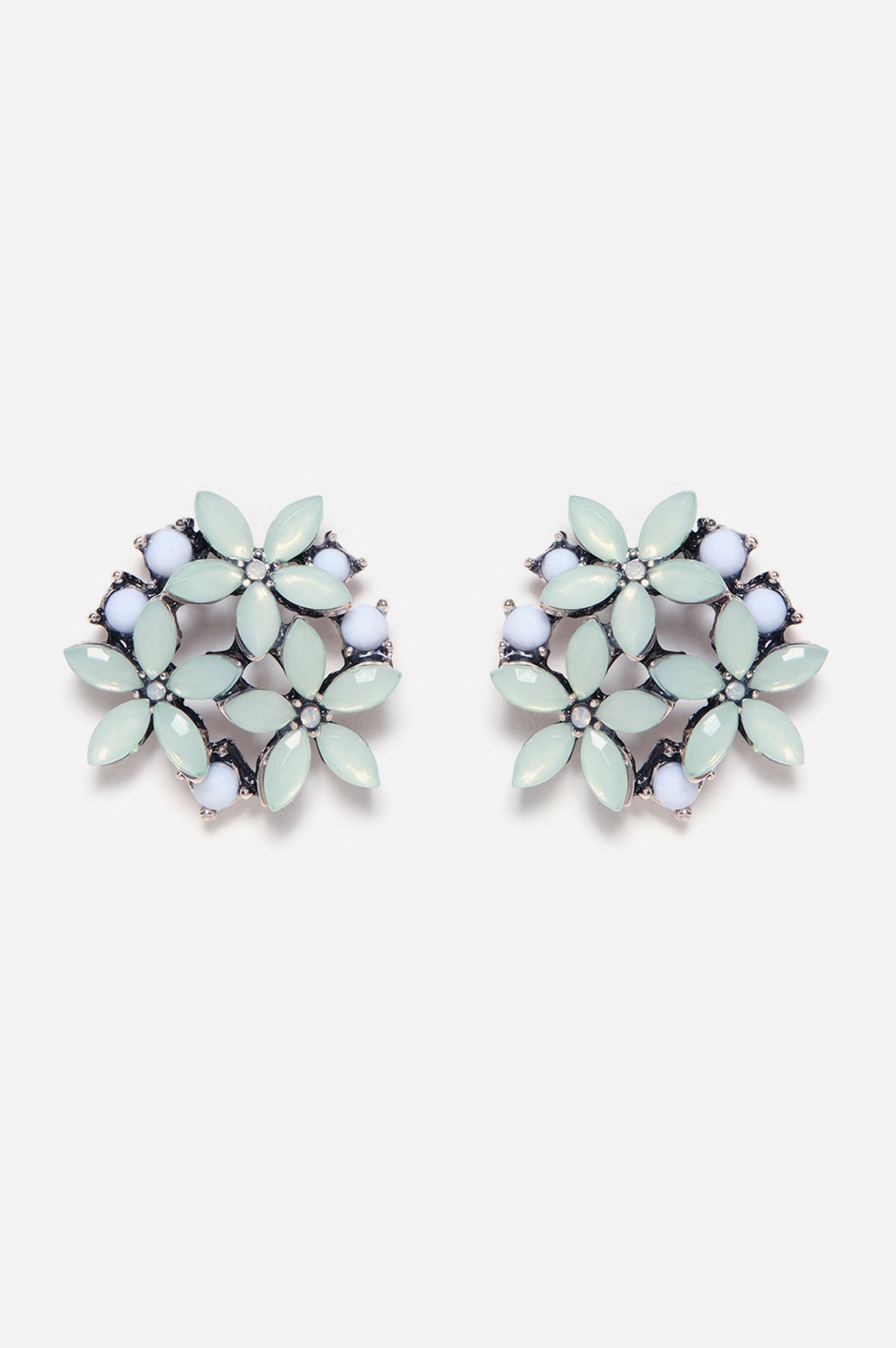 Aqua Blue Marquise Stone Stud Earrings