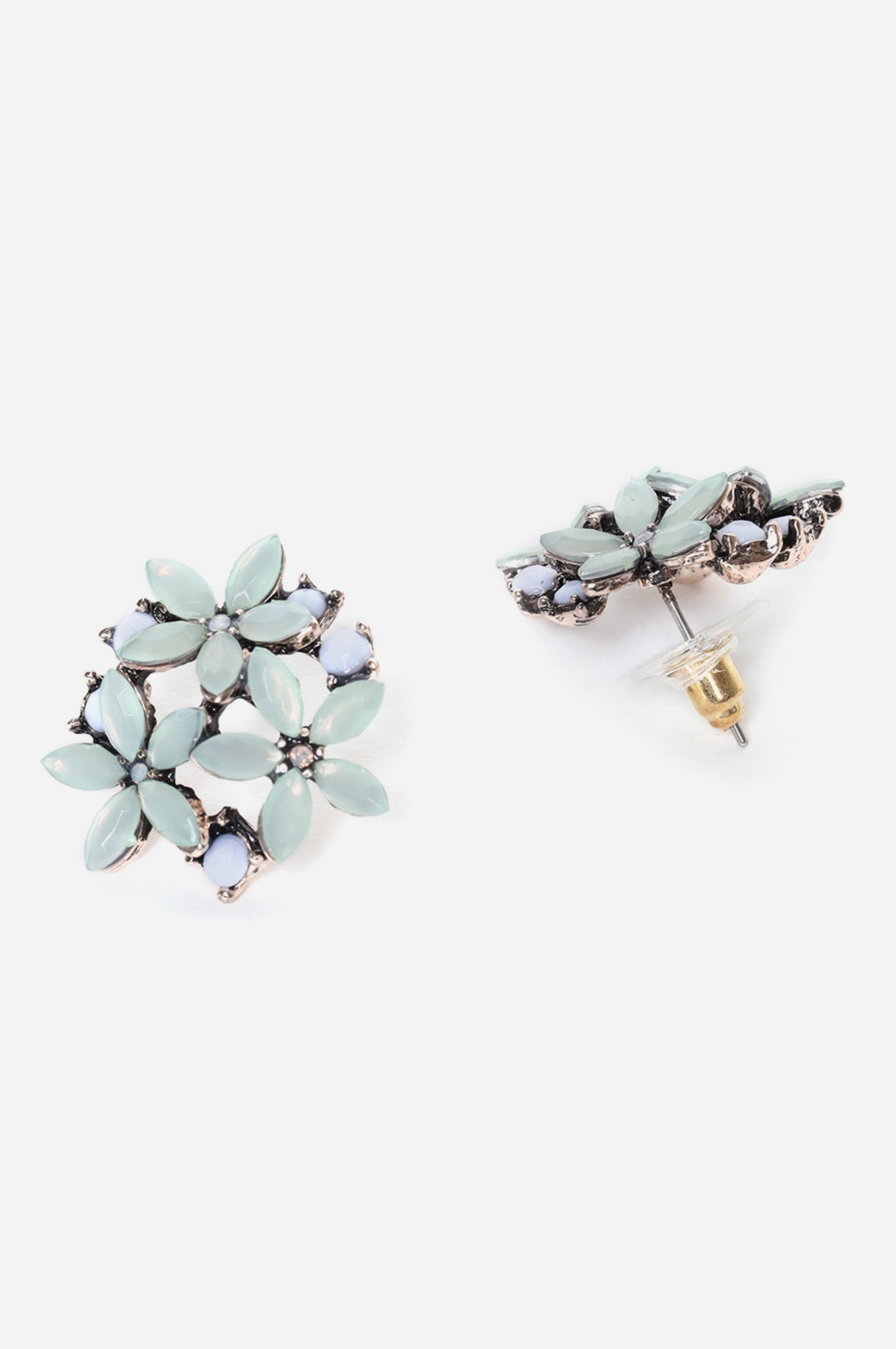 Aqua Blue Marquise Stone Stud Earrings