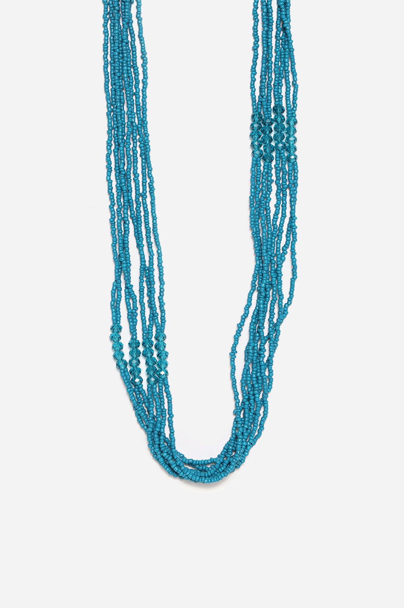 Blue Crystal Beaded Multi Strand Necklace