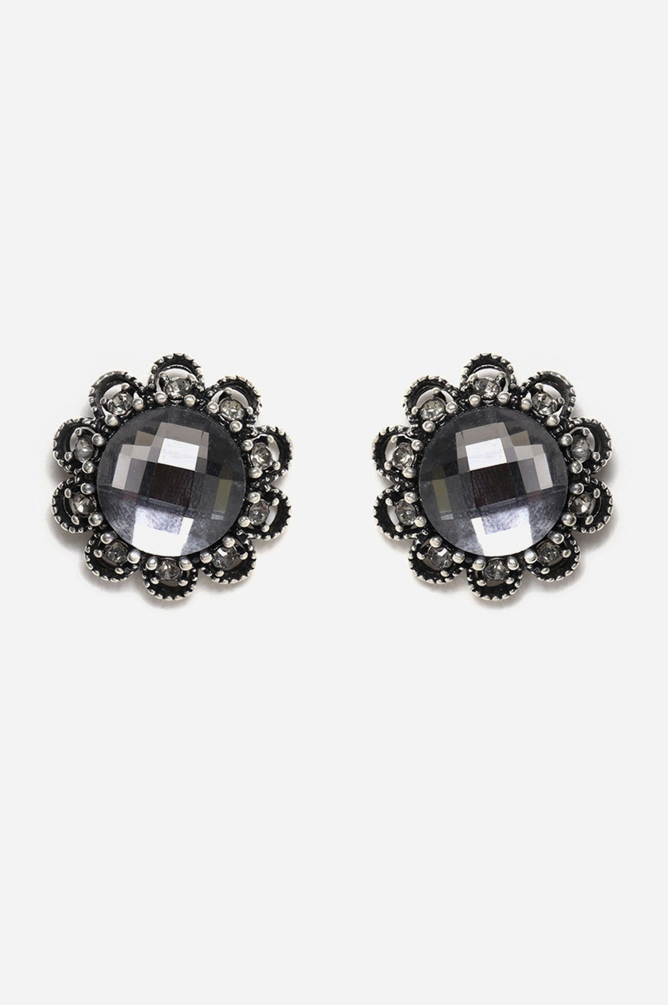 Black Stone Studded Stud Earrings