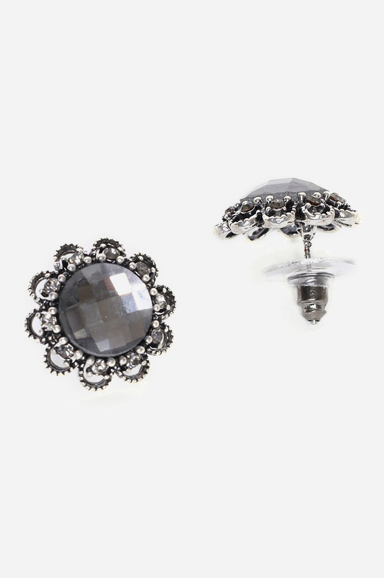 Black Stone Studded Stud Earrings