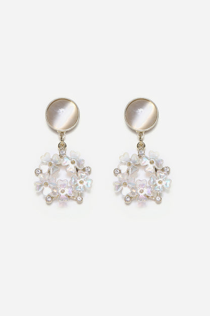 White Ethnic Artificial Stone Detailed Drop Earrings