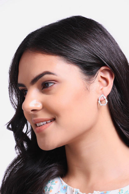 White Handcrafted Modern Stud Earrings