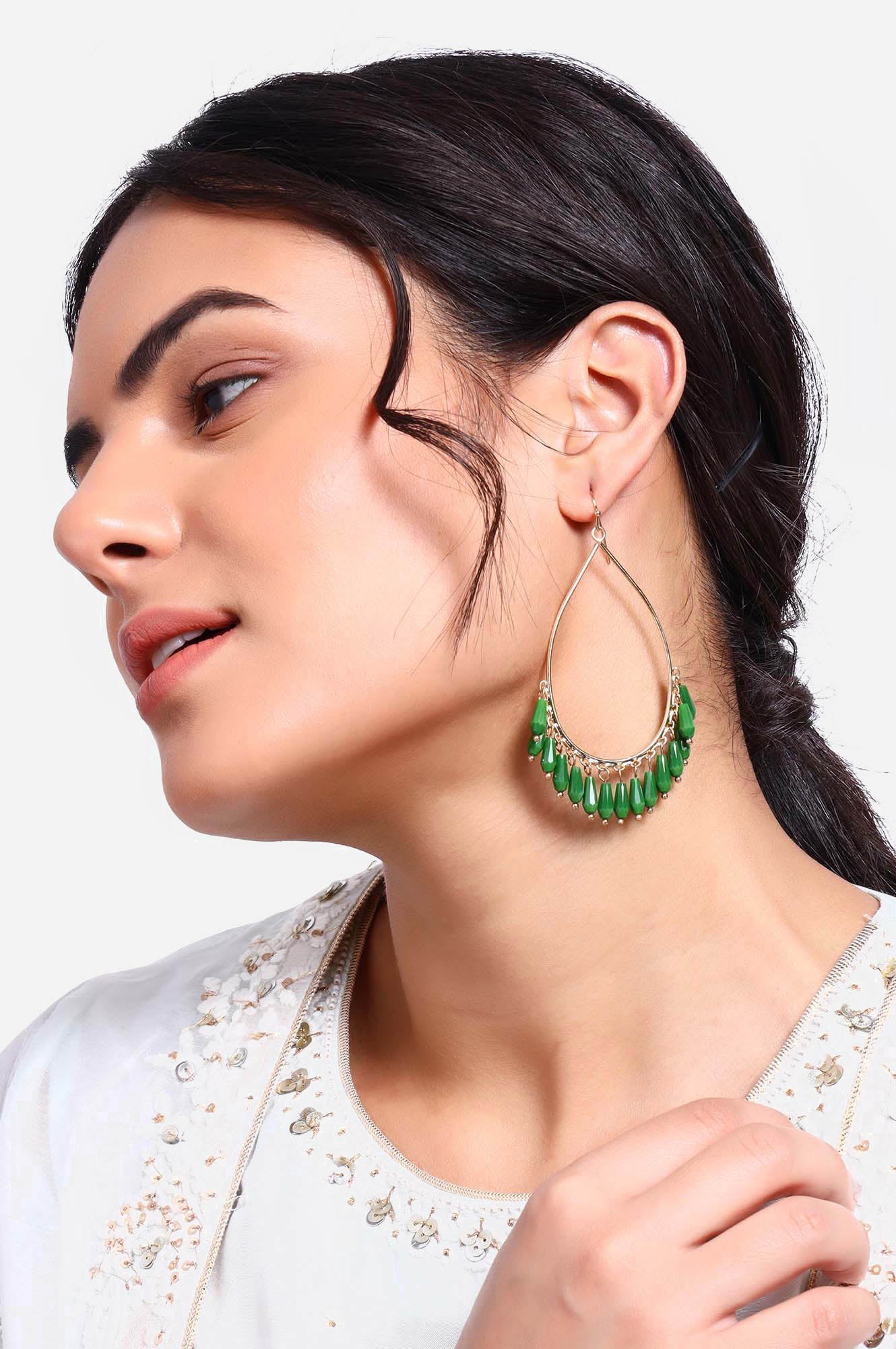 Green Crystal Handcrafted Earrings