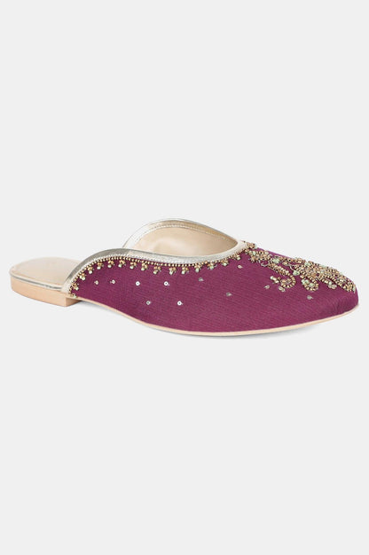 Purple Round Toe Embroidered Flat - Wpoppy - wforwoman