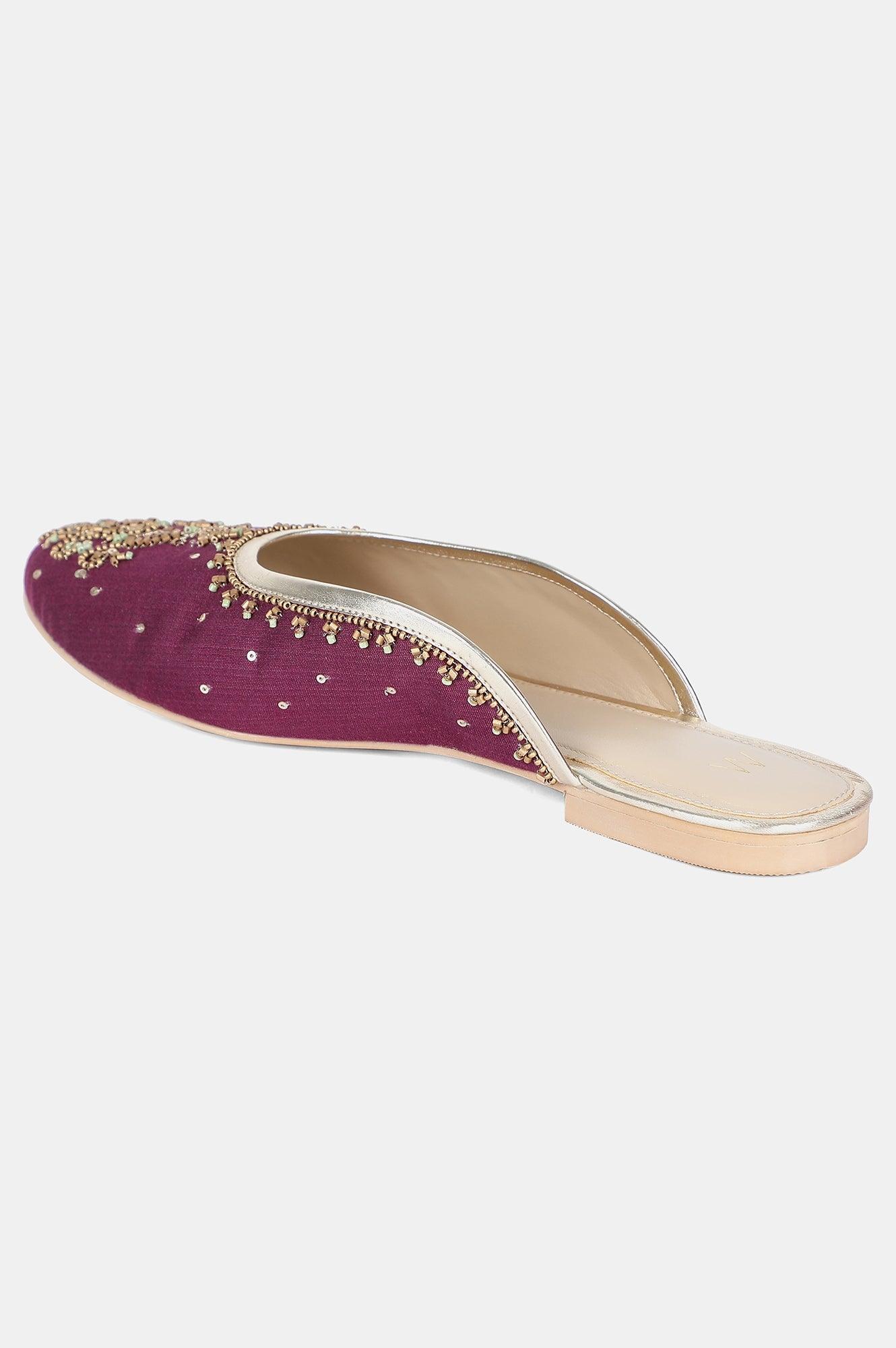 Purple Round Toe Embroidered Flat - Wpoppy - wforwoman