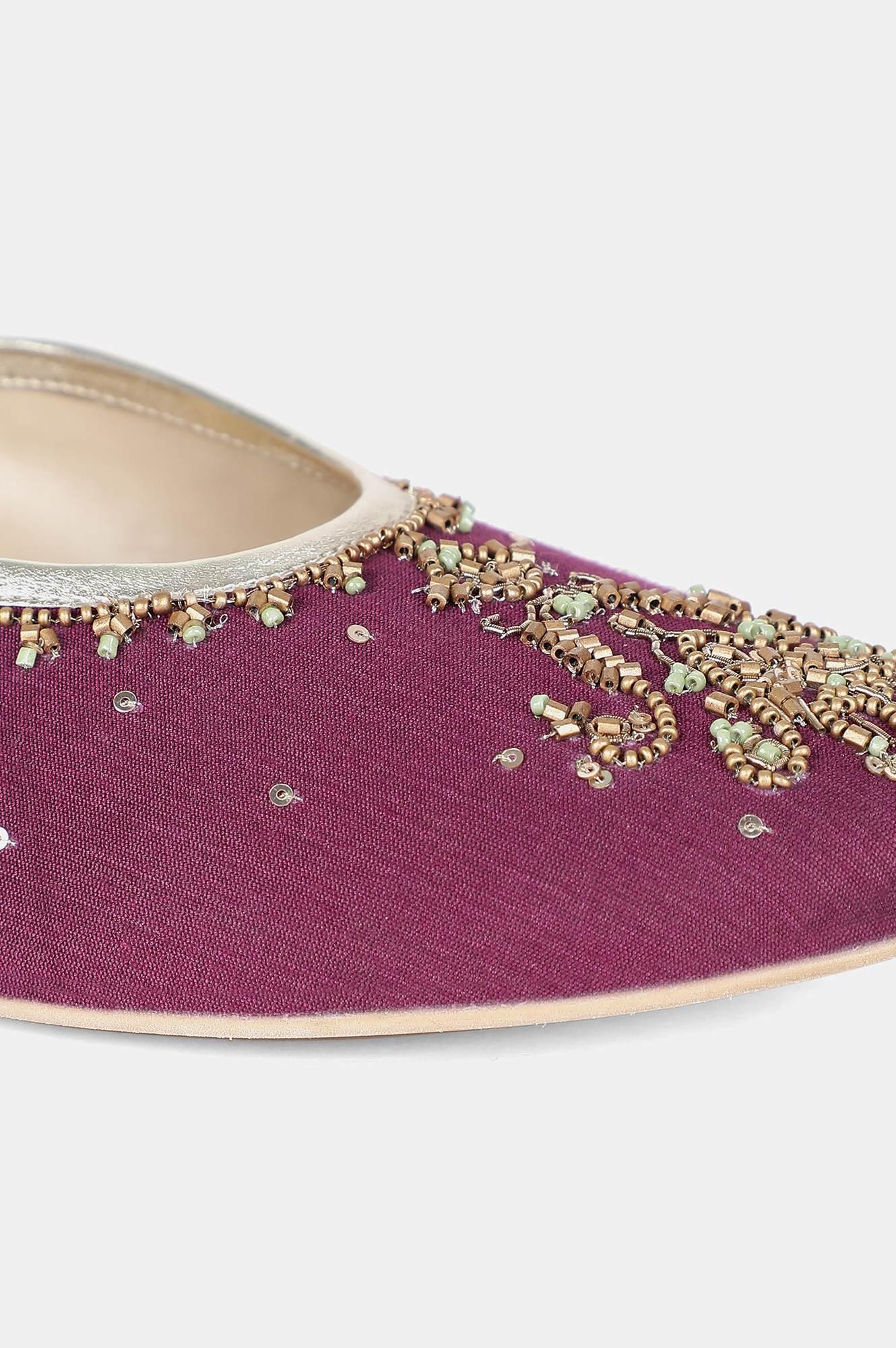 Purple Round Toe Embroidered Flat - Wpoppy - wforwoman