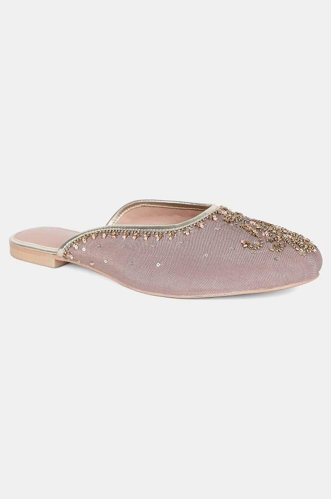 Sand Round Toe Embroidered Flat - Wpoppy - wforwoman