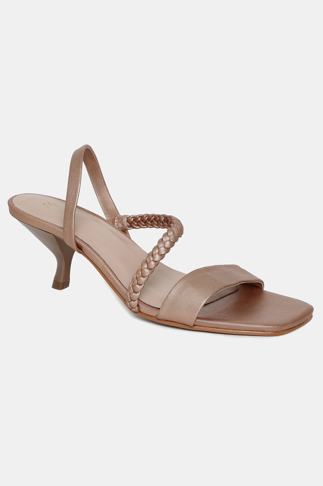 Nude Square Toe Braids Kitten Heel-WThea