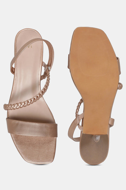 Nude Square Toe Braids Kitten Heel-WThea