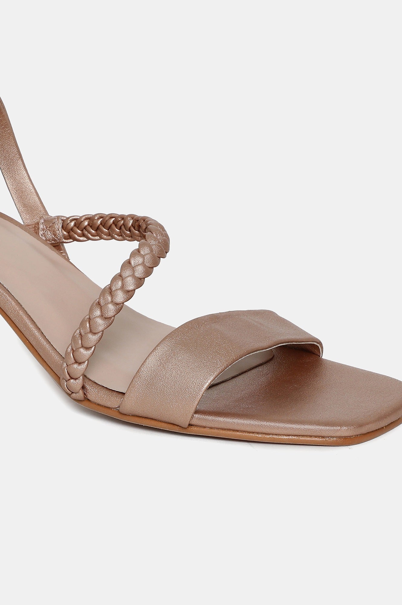 Nude Square Toe Braids Kitten Heel-WThea