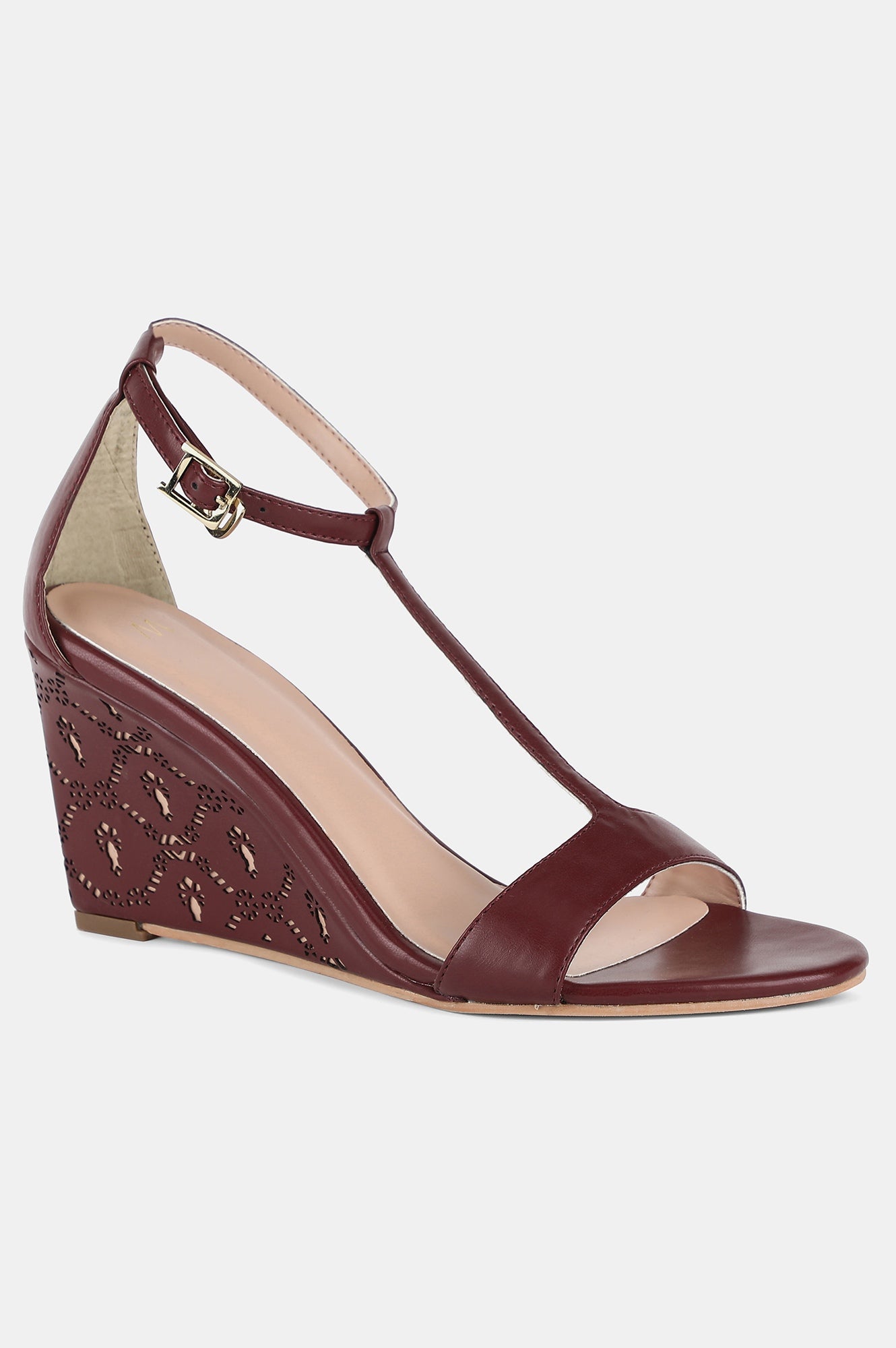 Deep Fuchsia Almond Toe Laser Cut Wedge-Wgracie