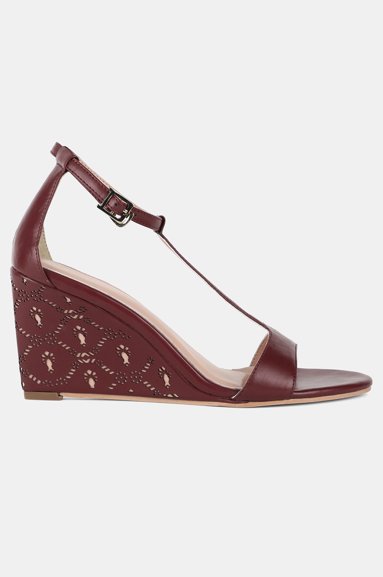 Deep Fuchsia Almond Toe Laser Cut Wedge-Wgracie