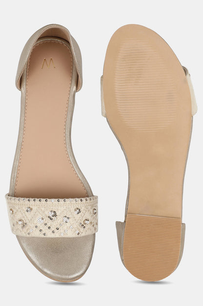 Beige Round Toe Embroidery Flat-WCatherine