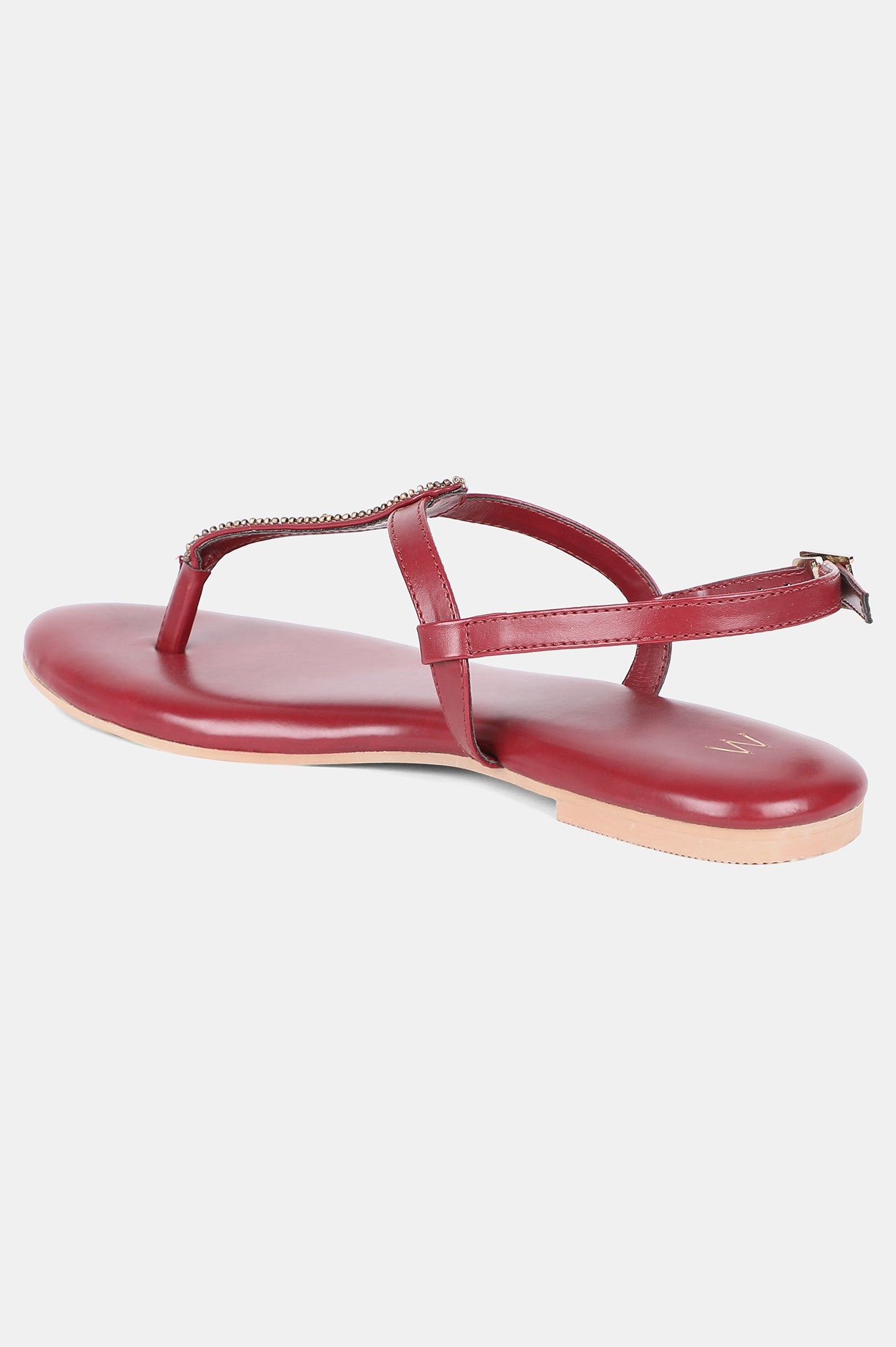 Red Embroidered Almond Toe Flat-Wdelilah