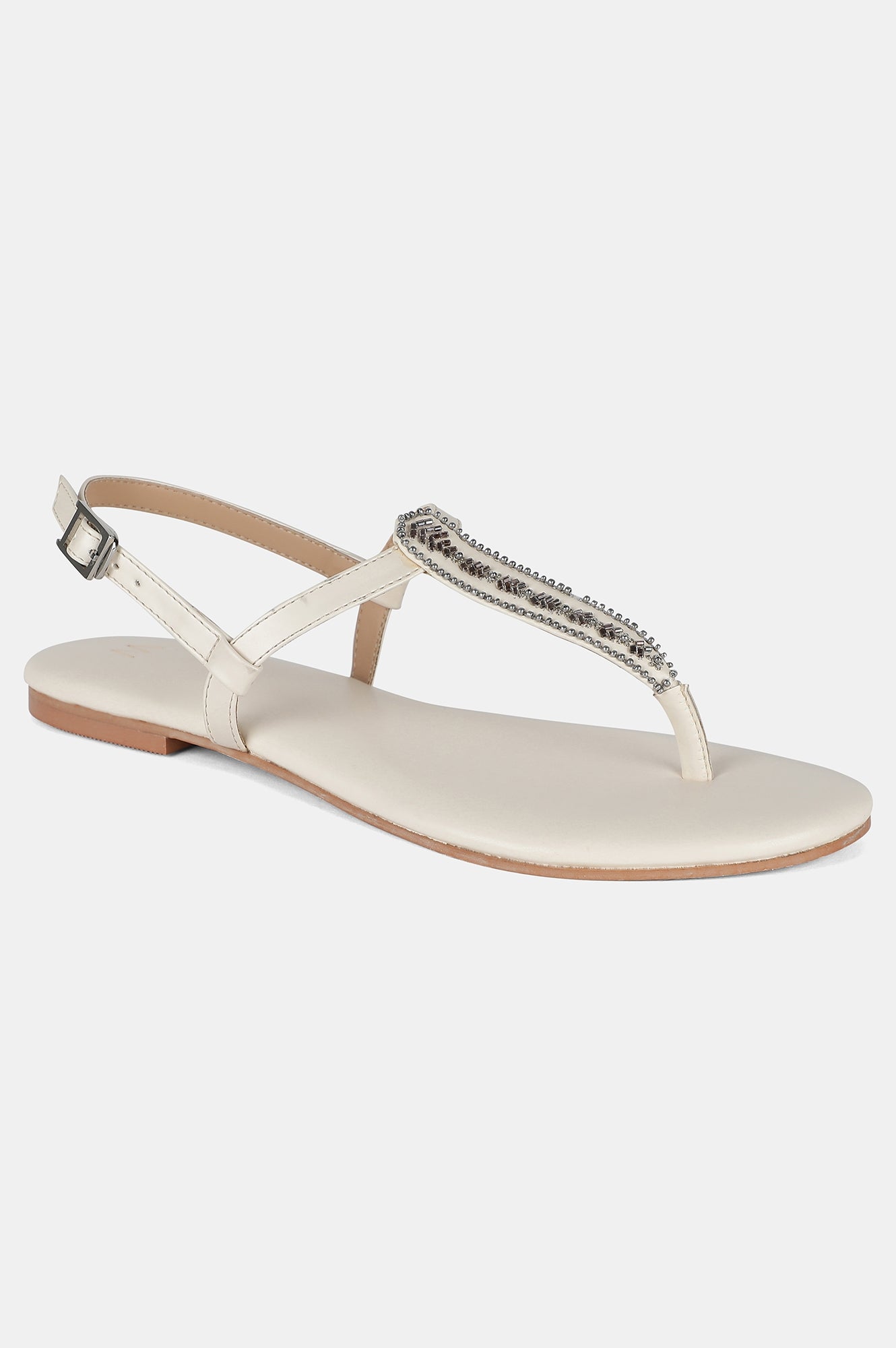 W Off-White Almond Toe Flat-WDELILAH