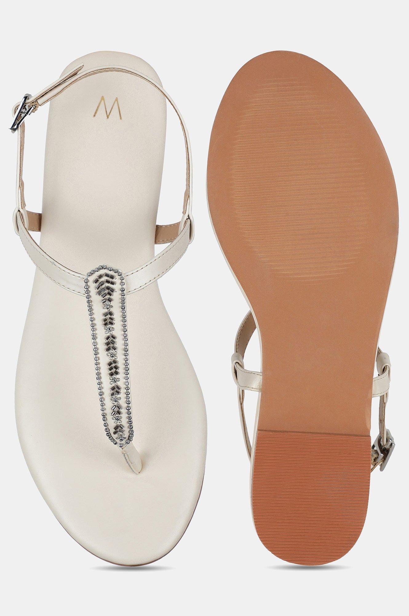 W Off-White Almond Toe Flat-WDELILAH