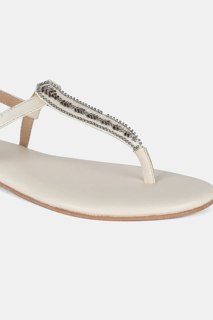 W Off-White Almond Toe Flat-WDELILAH