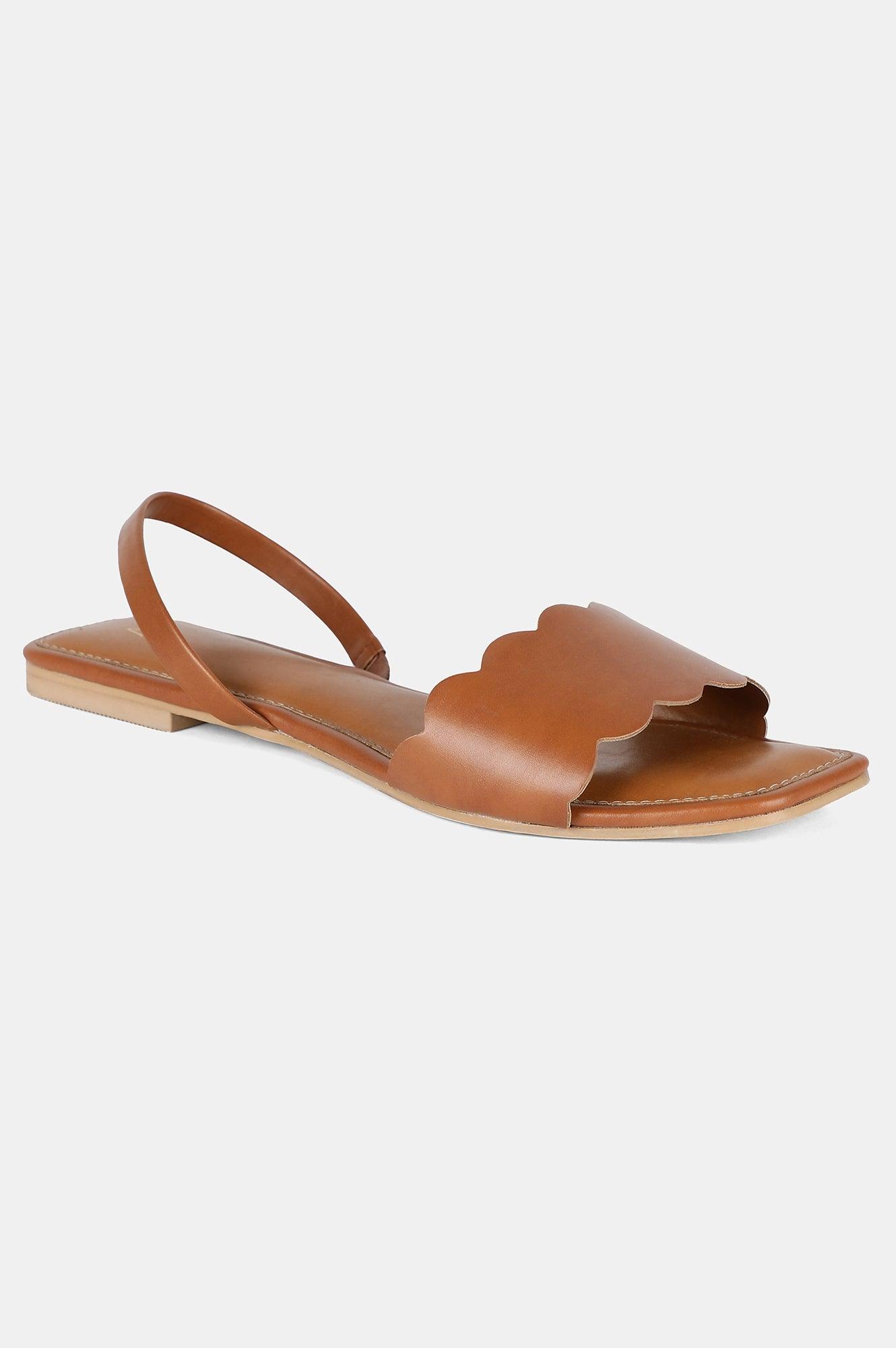 Tan Square Toe Solid Flat - Wlinda - wforwoman