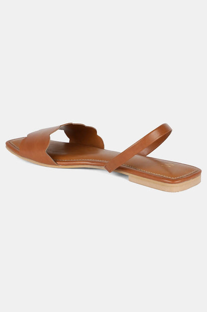 Tan Square Toe Solid Flat - Wlinda - wforwoman