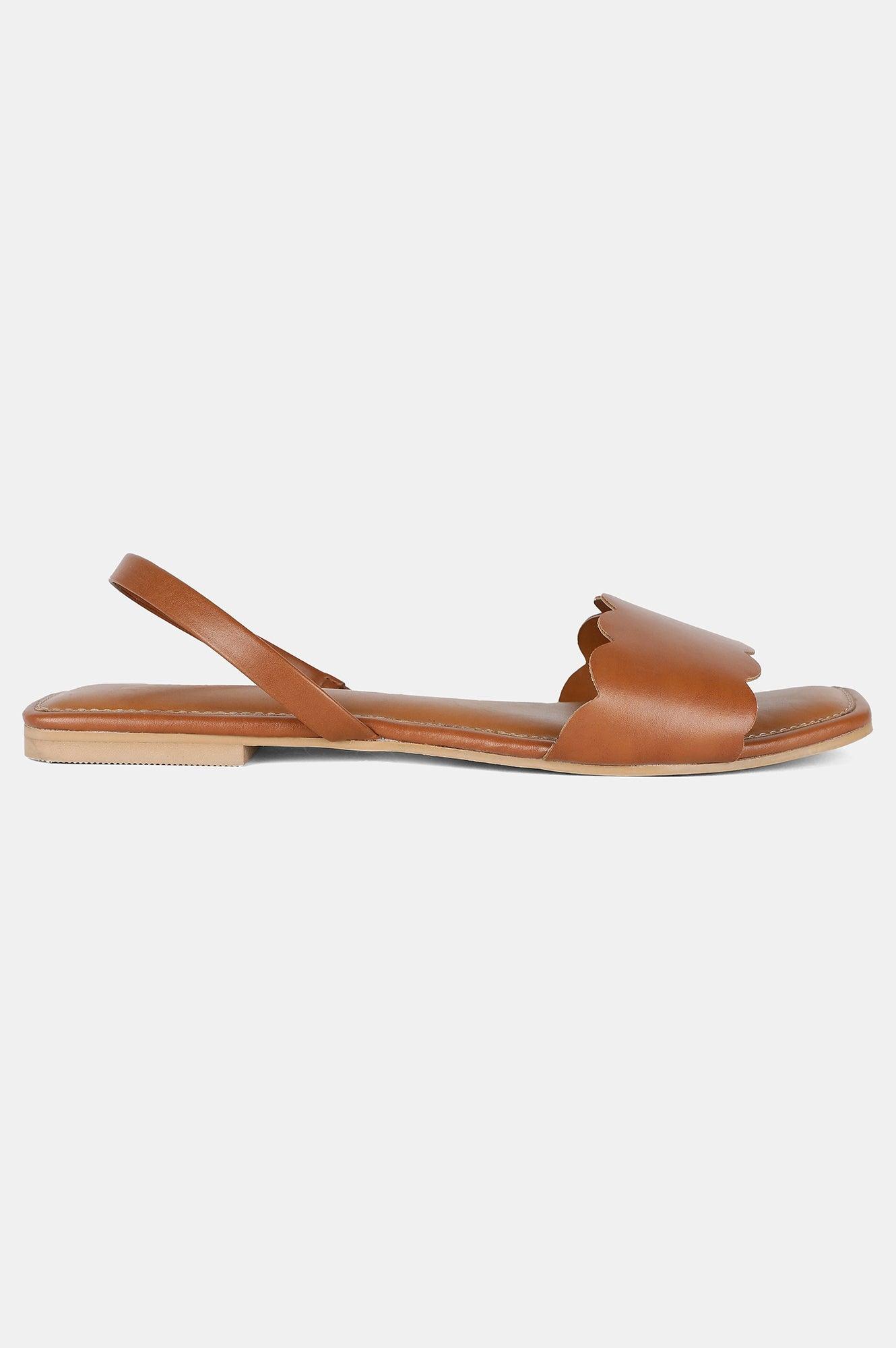 Tan Square Toe Solid Flat - Wlinda - wforwoman