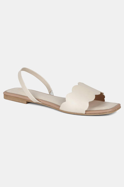 Ecru Square Toe Flat-WLinda - wforwoman