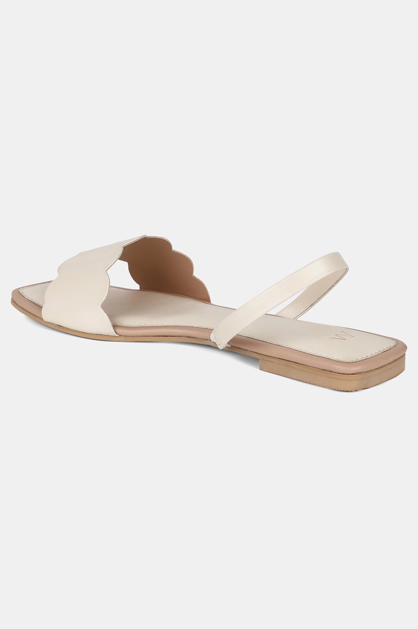 Ecru Square Toe Flat-WLinda - wforwoman