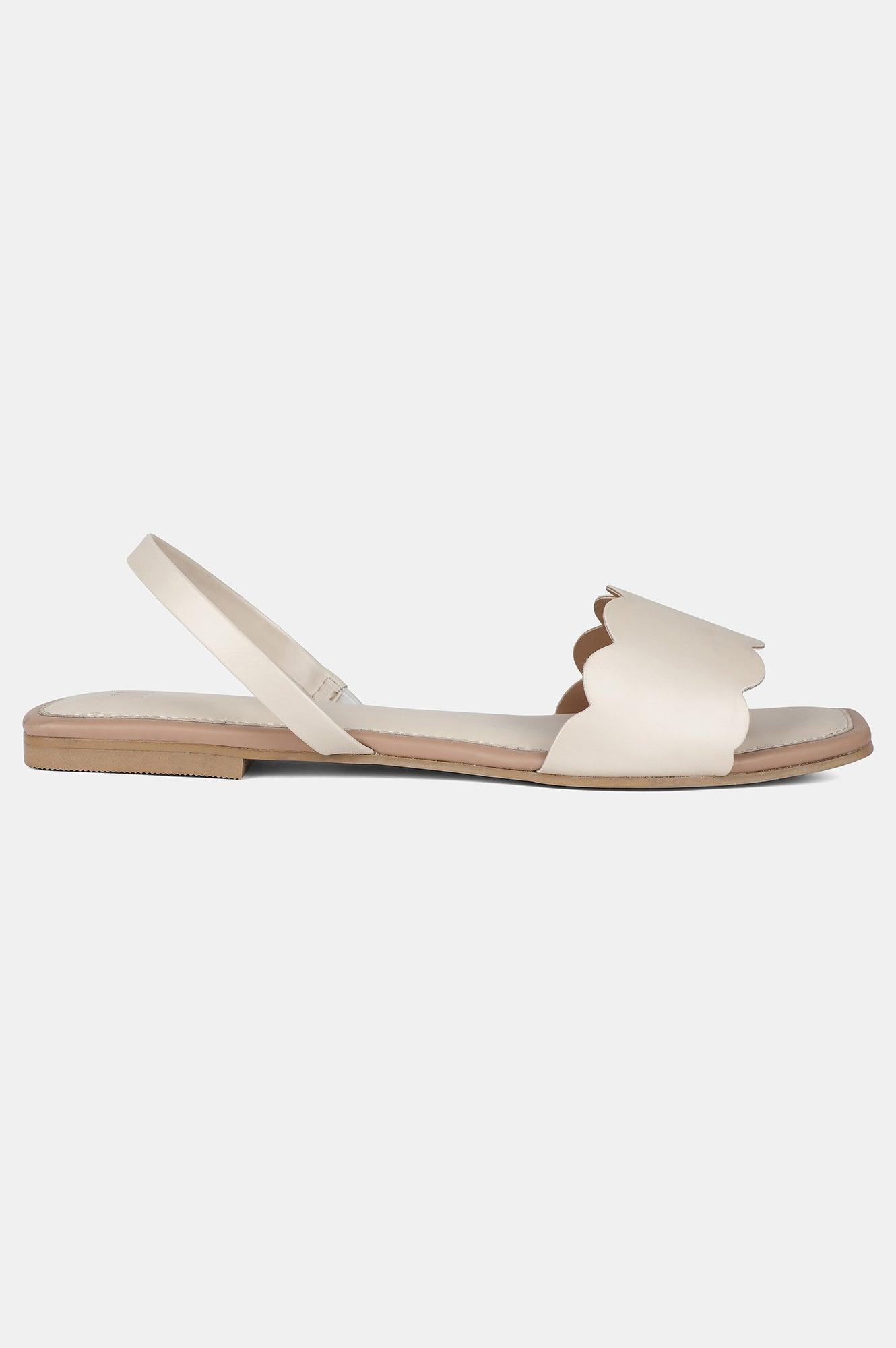 Ecru Square Toe Flat-WLinda - wforwoman