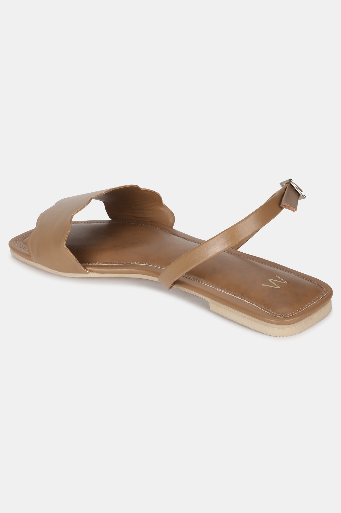 Tan Square Toe Solid Flat-WLINDA