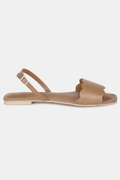 Tan Square Toe Solid Flat-WLINDA